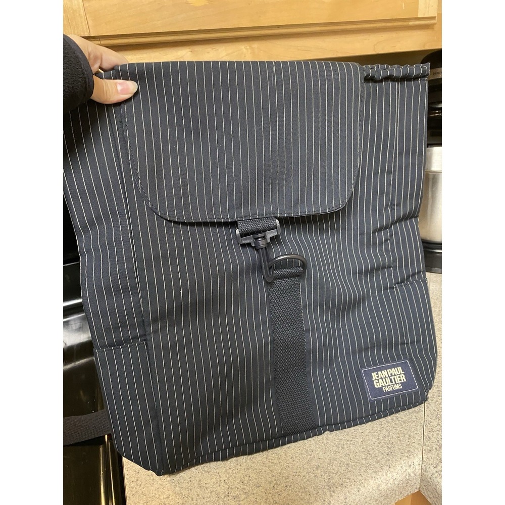 John Paul Gaultier Parfums Bag Navy Blue Pin Striped Men's Pack